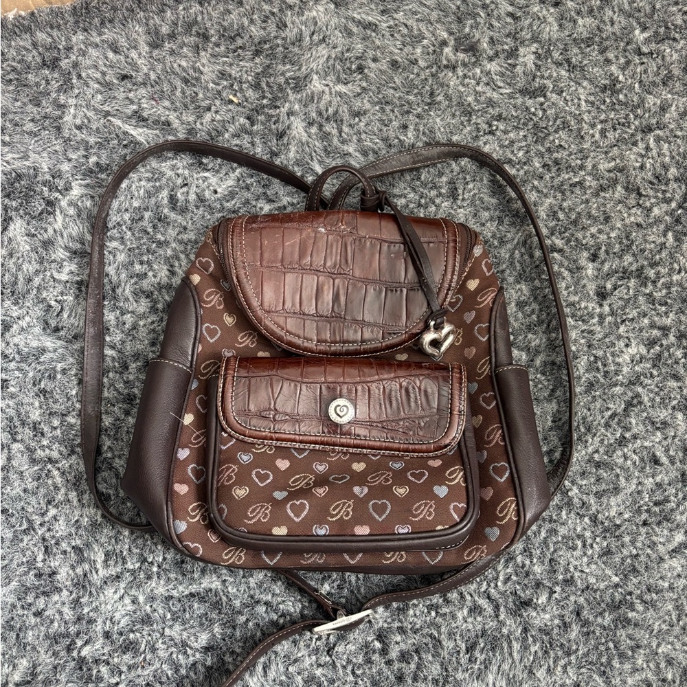 Brown Heart Pattern Backpack - Picture 6 of 12